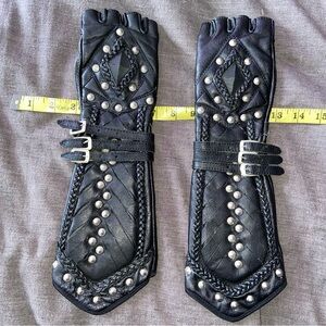 Verillas Black Studded Leather Arm Gauntlets size S